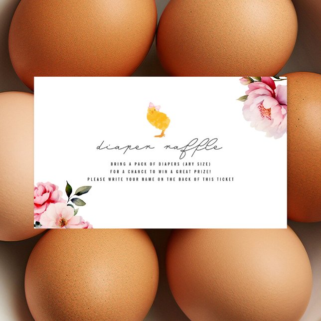 Tarjeta De Recepción Floral Baby Girl Chick Diaper Raffle (Subido por el creador)