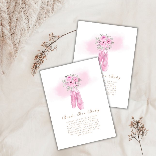 Tarjeta De Recepción Floral Ballerina Shooks Libros Para Baby Shower (Floral Ballerina Shoes Books For Baby Shower Enclosure Card)