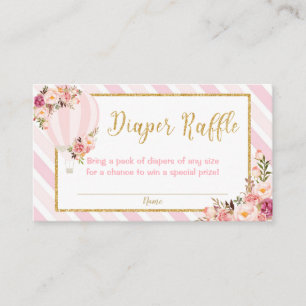 Tarjeta De Recepción Floral Balón de aire caliente Diaper Raffle