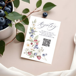 Tarjeta De Recepción Floral Berry Sweet Baby Shower QR Code Registry