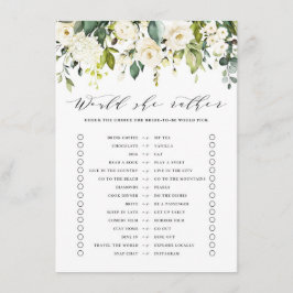 Tarjeta De Recepción Floral Blanca Prefiere Un Juego De Ducha De Novias