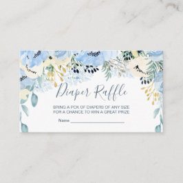 Tarjeta De Recepción Floral Blue Boy Baby Shower Diaper Raffle Enclosur