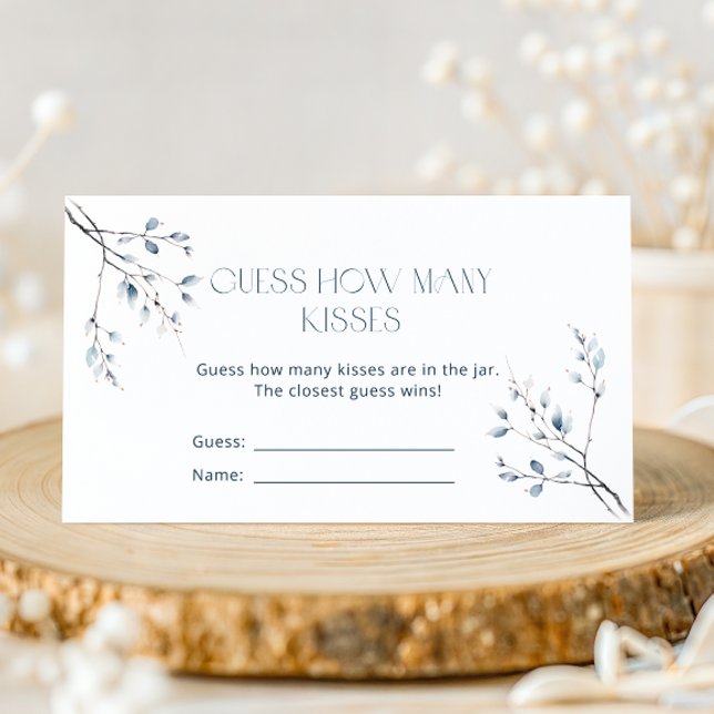 Tarjeta De Recepción Floral Blue Winter Botanical Adivinan Cuántos Beso (Subido por el creador)