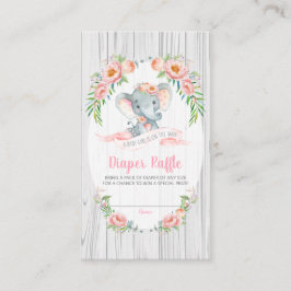 Tarjeta De Recepción Floral Boho Elephant Baby Shower Diaper Raffle