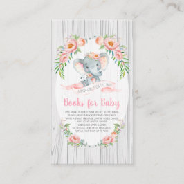 Tarjeta De Recepción Floral Boho Elephant Baby Shower trae un libro