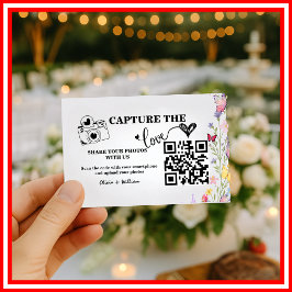 Tarjeta De Recepción Floral Boho Wildflower QR Boda Código RSVP