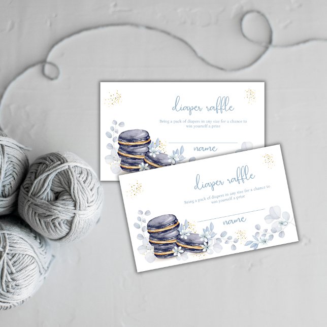 Tarjeta De Recepción Floral Bonjour Macaron Diaper Raffle Baby Shower (Floral Bonjour Macaron Diaper Raffle Baby Shower Enclosure Card)