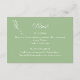 Tarjeta De Recepción Floral botánica minimalista | Detalles del Boda