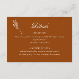 Tarjeta De Recepción Floral botánica minimalista | Detalles del Boda