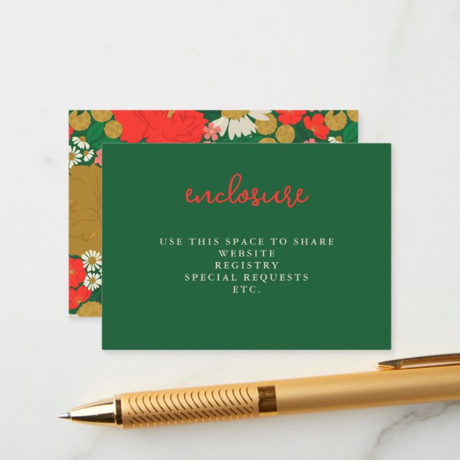 Tarjeta De Recepción Floral Bouquet Bridal Shower Invitation Insert (Anverso/Reverso In Situ)