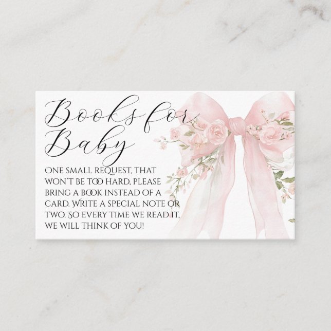 Tarjeta De Recepción Floral Bow Elegant Flower Girl Baby Shower (Anverso)