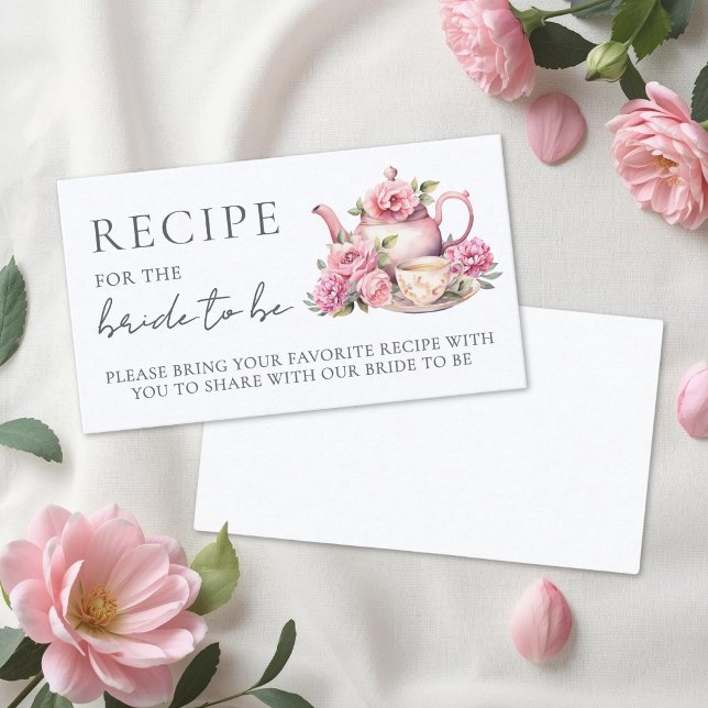 Tarjeta De Recepción Floral Bridal Shower Recipe (Floral Bridal Shower Recipe Enclosure Card)