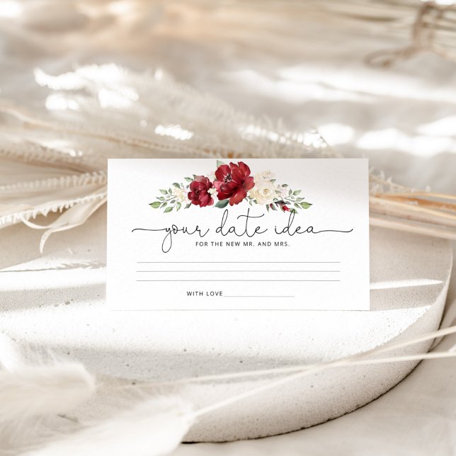 Tarjeta De Recepción Floral burgundy Fecha noche idea (Subido por el creador)