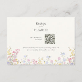 Tarjeta De Recepción Floral Calligraphy QR Code Wedding Website