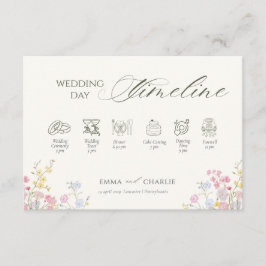 Tarjeta De Recepción Floral Calligraphy Wedding Day Timeline