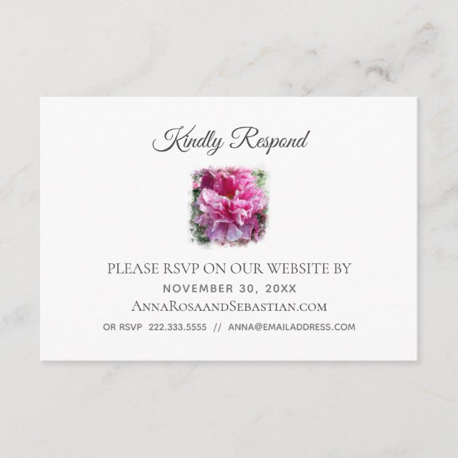 Tarjeta De Recepción *~* Floral código QR sitio web AR1 Boda RSVP Enclo (Anverso)