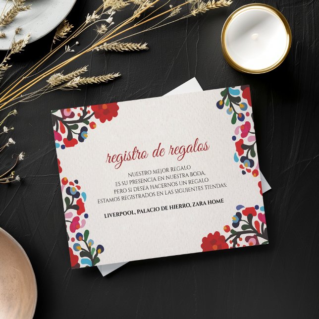 Tarjeta De Recepción Floral Colorful Spanish Wedding (Floral Colorful Spanish Wedding Enclosure Card)