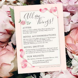 Tarjeta De Recepción Floral Coquette Pink Bow Vintage Wedding Detalles