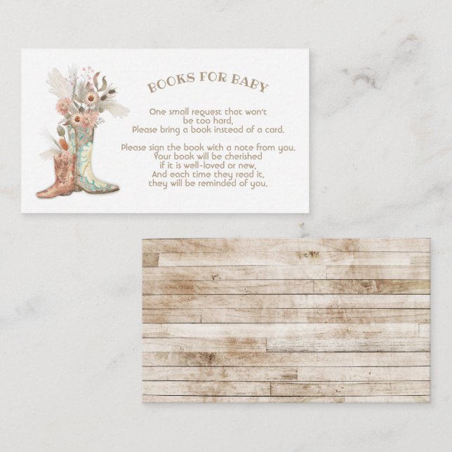 Tarjeta De Recepción Floral Cowboy Boots Boots Boots para bebé (Anverso / Reverso)