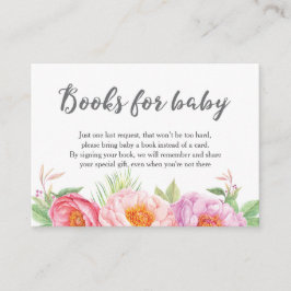 Tarjeta De Recepción Floral de Baby Shower Trae un libro en lugar de un