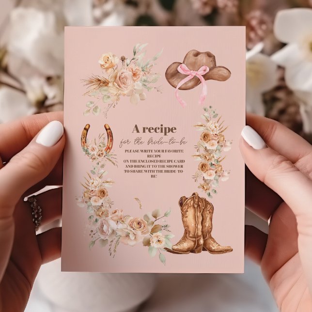 Tarjeta De Recepción Floral de Boho rosa ducha de novia occidental (Subido por el creador)