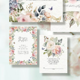 Tarjeta De Recepción Floral de cabaña inglesa niña Diaper Raffle