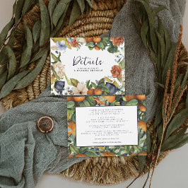 Tarjeta De Recepción Floral de Cítricos | Detalles para Invitados de Bo