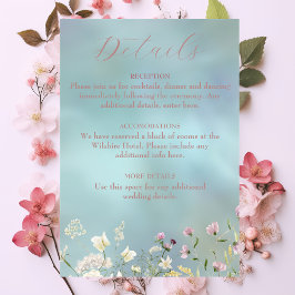 Tarjeta De Recepción Floral de color azul elegante