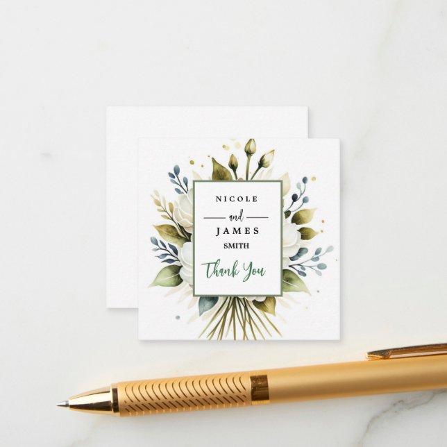 Tarjeta De Recepción Floral de color blanco elegante (Anverso/Reverso In Situ)