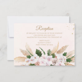 Tarjeta de recepción floral de color rosa dorado c