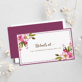 Tarjeta De Recepción Floral de coral rosa magenta boda