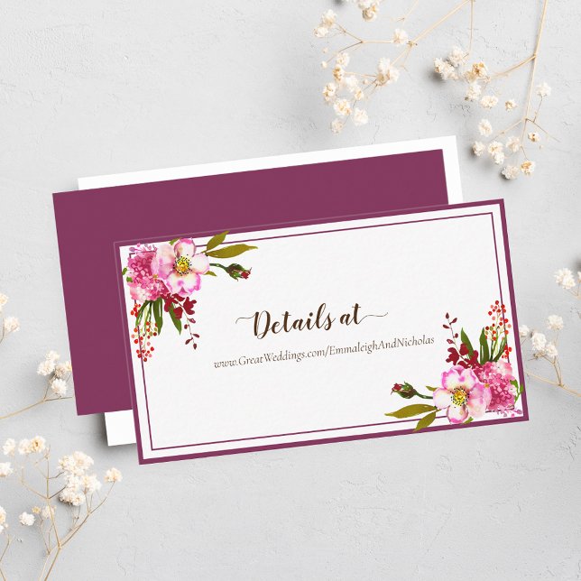 Tarjeta De Recepción Floral de coral rosa magenta boda (Subido por el creador)