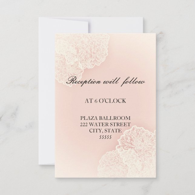 Tarjeta de recepción floral de crisantemo rosa (Anverso)