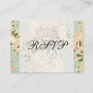 Tarjeta De Recepción floral de follaje decorativo art nouveau