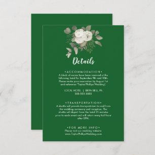 Tarjeta De Recepción Floral de invierno   Detalles del Boda verde
