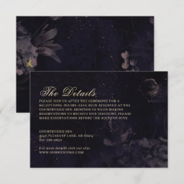 Tarjeta De Recepción Floral de noche oscura Boho Boda gótico morado