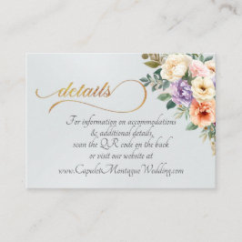 Tarjeta De Recepción Floral de Primavera, Código QR - Blanco Perla