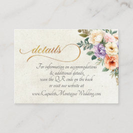 Tarjeta De Recepción Floral de primavera, código QR - Crema