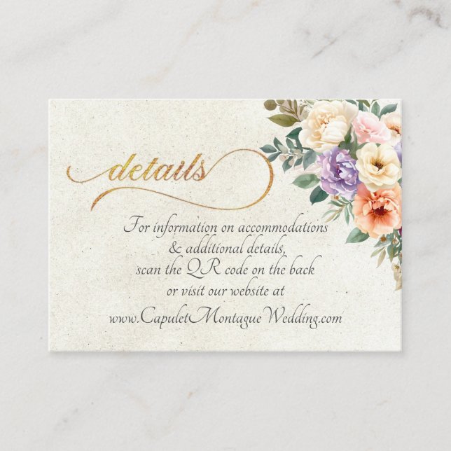 Tarjeta De Recepción Floral de primavera, código QR - Crema (Anverso)