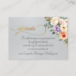 Tarjeta De Recepción Floral de primavera, código QR - Plata