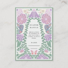 Tarjeta De Recepción Floral Diaper Raffle Baby Shower Enclosure Card