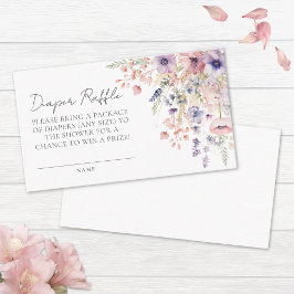 Tarjeta De Recepción Floral Diaper Raffle Wildflower Baby Shower
