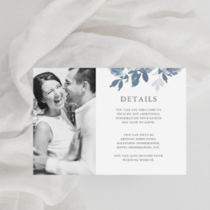 Tarjeta De Recepción Floral dos caras detalles de invitados foto envolv