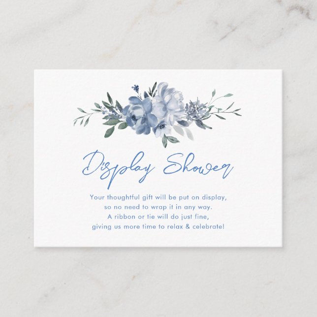 Tarjeta De Recepción Floral Dusty Blue Display Shower Bridal (Anverso)