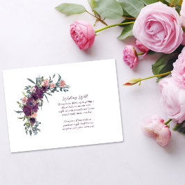 Tarjeta De Recepción Floral elegante | Garland Púrpura Deseando Bien