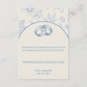 Tarjeta De Recepción Floral floral floral azul rica