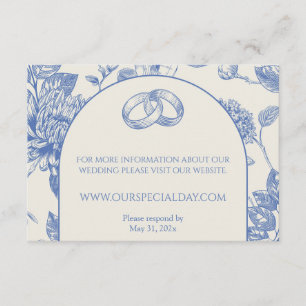 Tarjeta De Recepción Floral floral floral azul rica