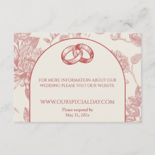 Tarjeta De Recepción Floral floral rica roja francesa