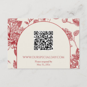 Tarjeta De Recepción Floral floral rica roja francesa