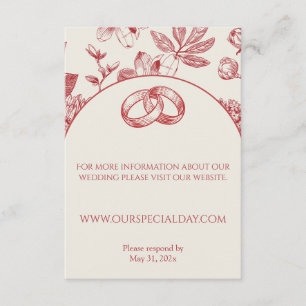 Tarjeta De Recepción Floral floral rica roja francesa